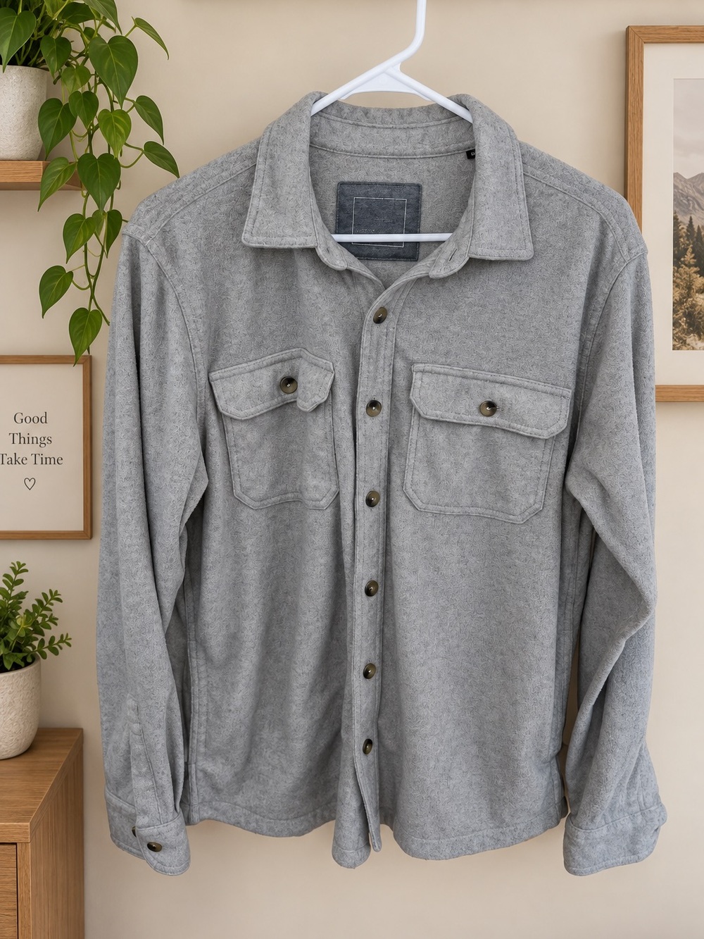 Original Supersoft by Brunor Milano Men’s Gray Fleece Button Up Shirt Jacket M